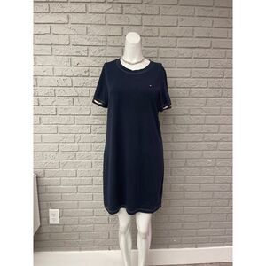 Tommy Hilfiger Women Navy Blue Crew Neck T-Shirt Dress Size M